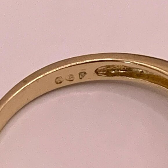 Sapphire Diamond 14K Yellow Gold Estate Ring Sz 7  J826 - Picture 7 of 8